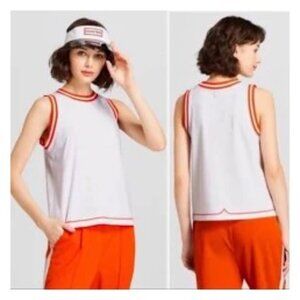 Hunter for Target Orange and White Sleeveless Knit Top Pickleball Tennis